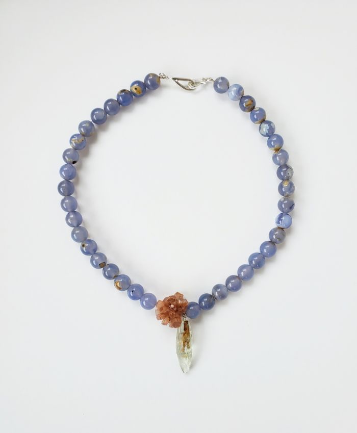 Purple Chalcedony Necklace with Aragonite Sputnik & Beryl (Copy) - Image 3