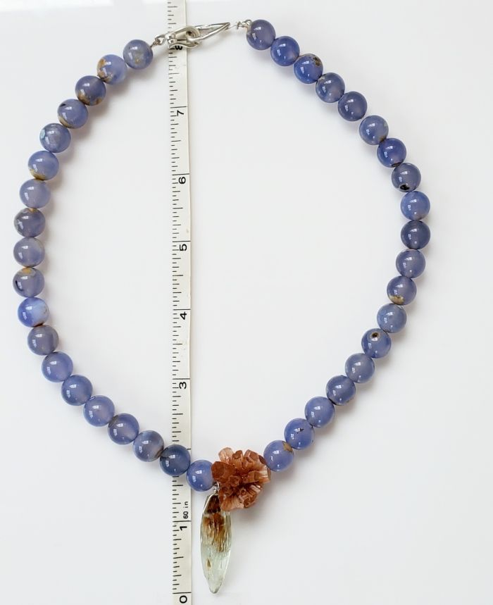 Purple Chalcedony Necklace with Aragonite Sputnik & Beryl (Copy) - Image 4