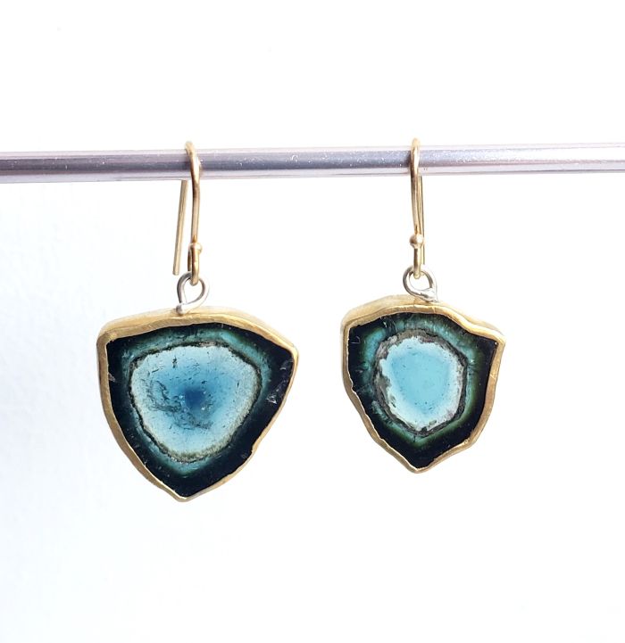 Indicolite Slice Earrings - Miss Matched