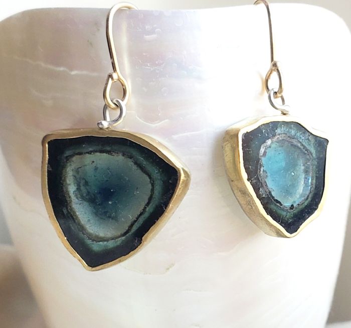 Indicolite Slice Earrings - Miss Matched - Image 2