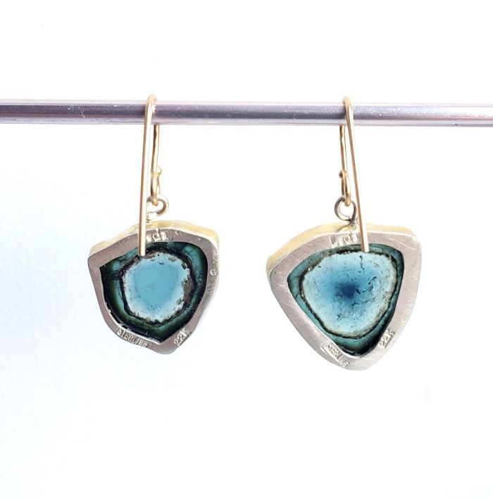 Indicolite Slice Earrings - Miss Matched - Image 4