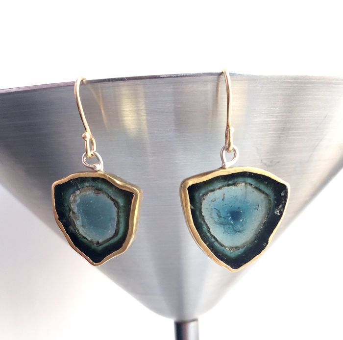 Indicolite Slice Earrings - Miss Matched - Image 3