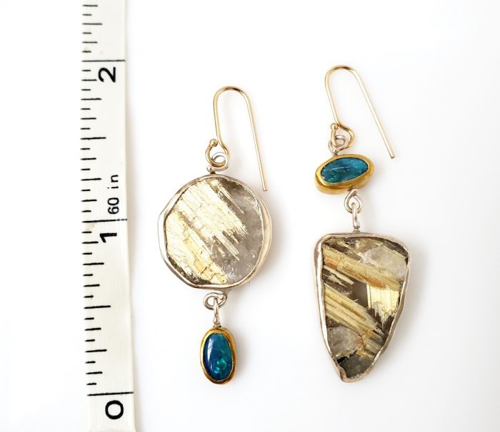 Opal & Rutile Earrings - Miss Matched - Image 4