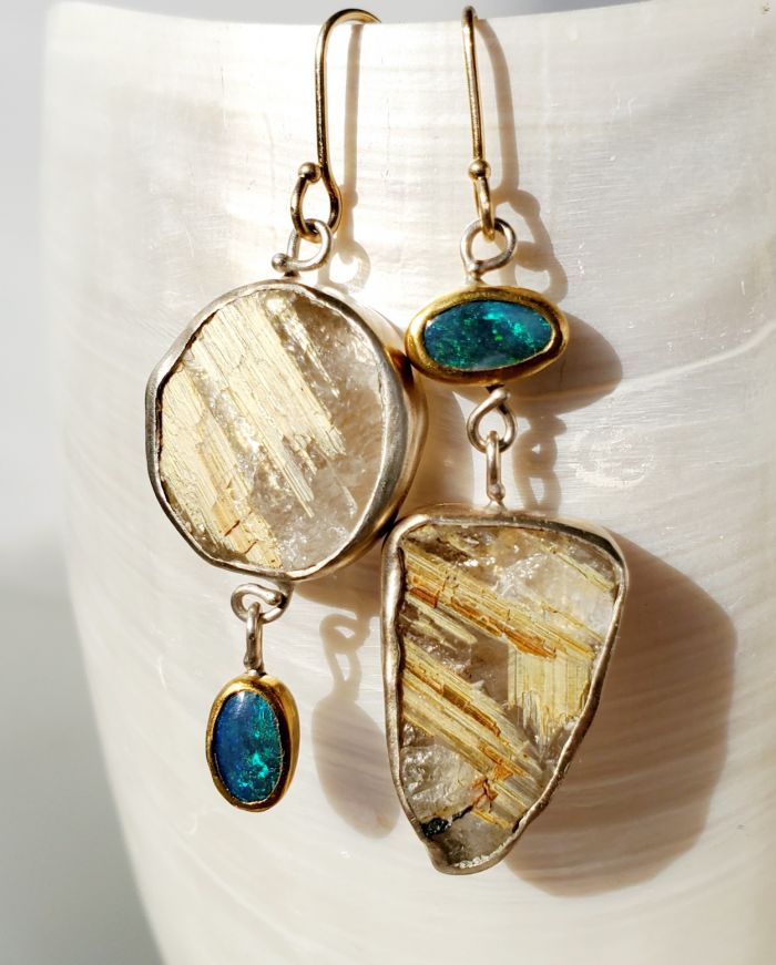 Opal & Rutile Earrings - Miss Matched