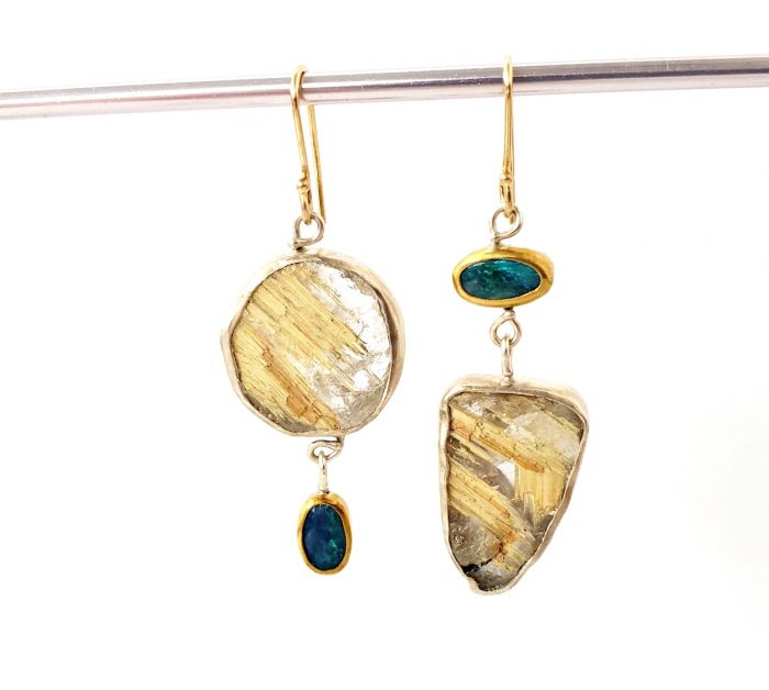 Opal & Rutile Earrings - Miss Matched - Image 2