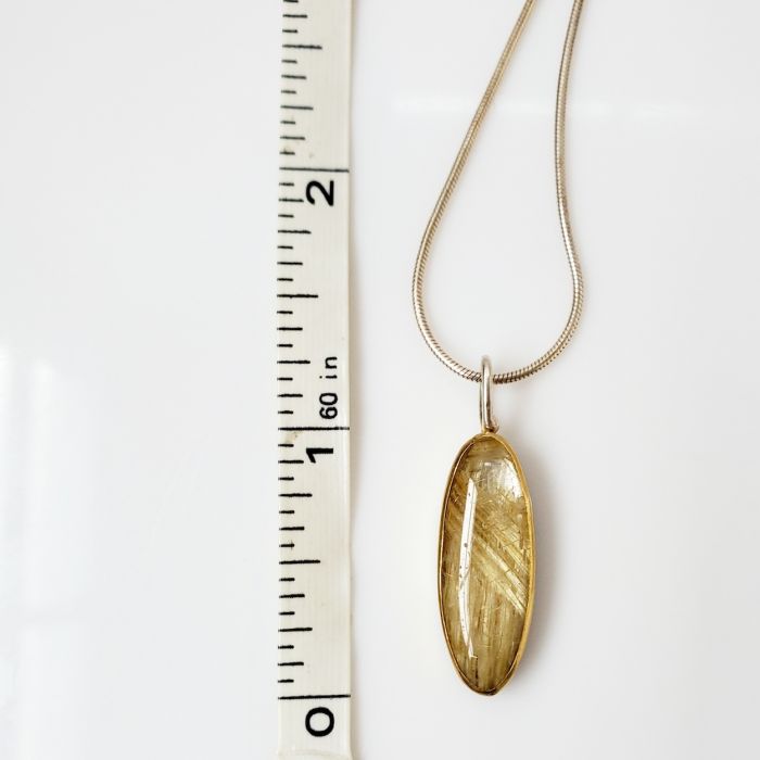 Elongated Oval Rutilated Quartz Charm Pendant - Image 3