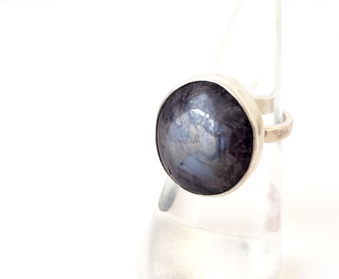 Sapphire in Spinel Ring