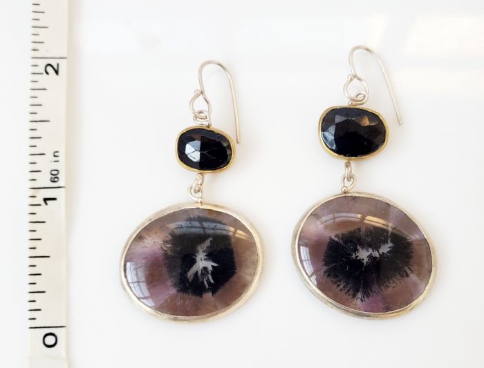 Trapiche Ametrine & Black Spinel Earrings - Image 4