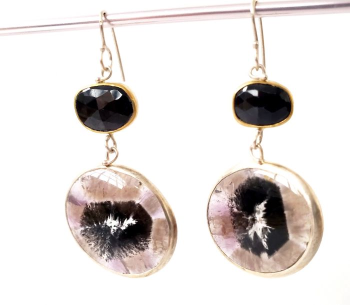 Trapiche Ametrine & Black Spinel Earrings - Image 2