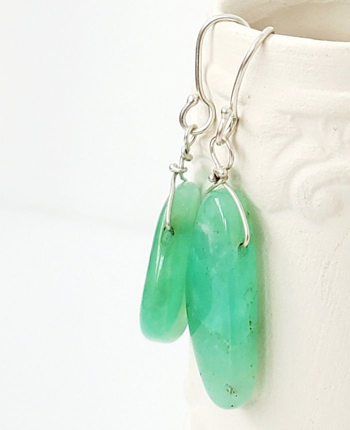 Chrysoprase Drop Earrings - Petite Version - Image 3