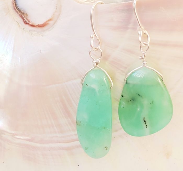 Chrysoprase Drop Earrings - Petite Version - Image 2