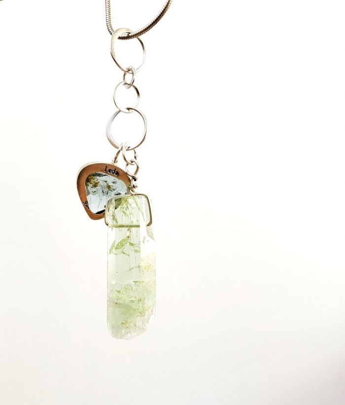 Moss Aquamarine & Beryl Crystal Duo Cluster Pendant - Image 4