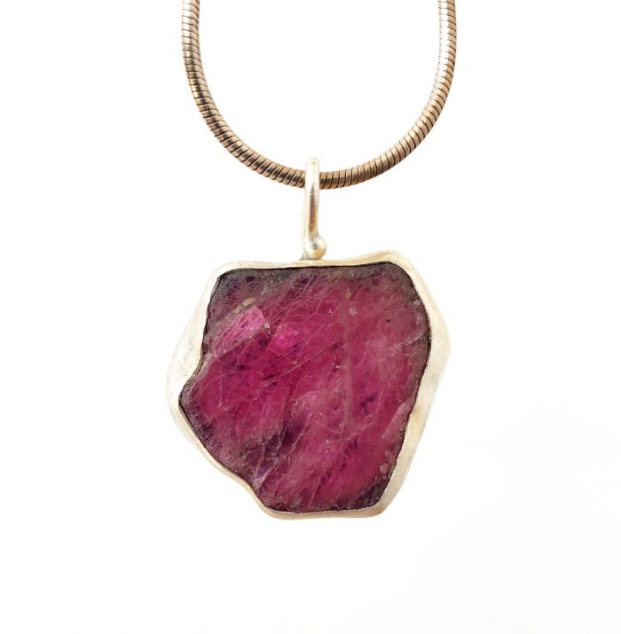 Raw Ruby Slice Pendant