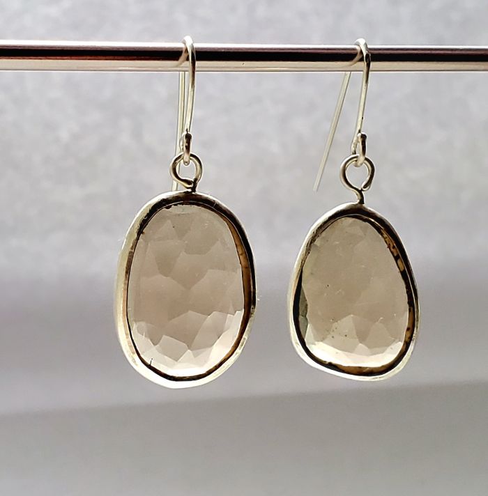 Rose Cut Champagne Citrine Earrings -