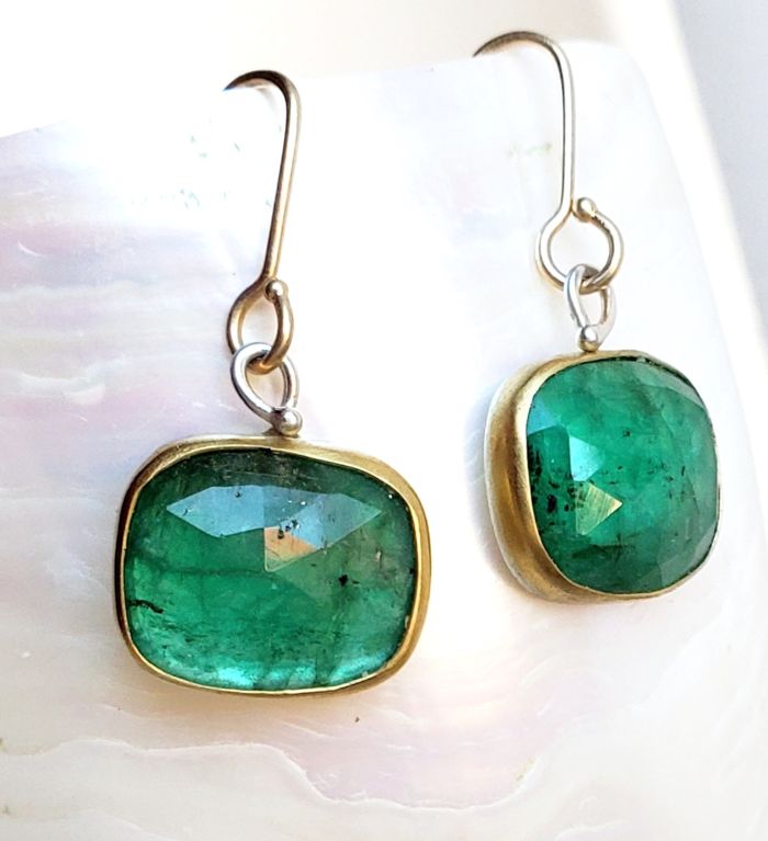 Emerald Earrings - Rose Cut Emeralds - Image 2