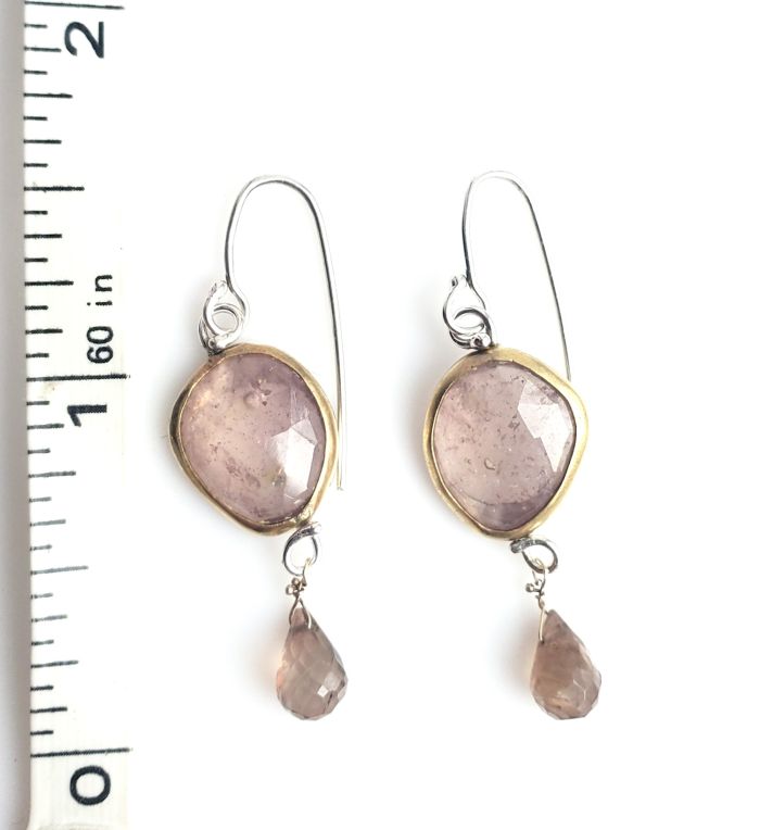 Pink Sapphire Earrings with Andalusite Garnet Drops - Image 5