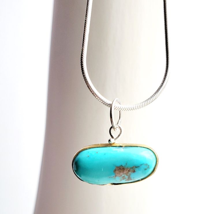 Natural Turquoise Pendant Charm - Oval