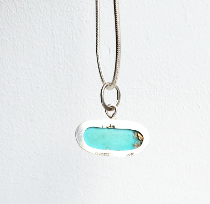 Natural Turquoise Pendant Charm - Oval - Image 4