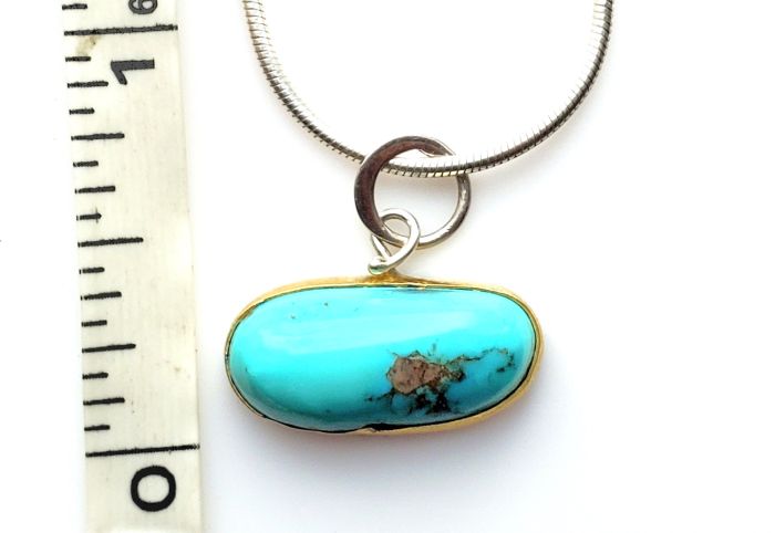 Natural Turquoise Pendant Charm - Oval - Image 5