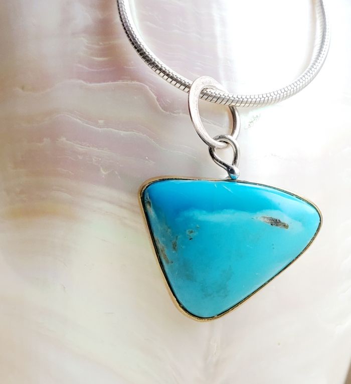 Natural Turquoise 22K gold Pendant Charm