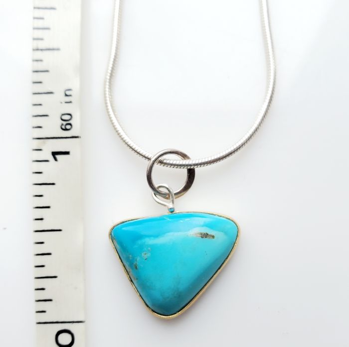 Natural Turquoise 22K gold Pendant Charm - Image 5