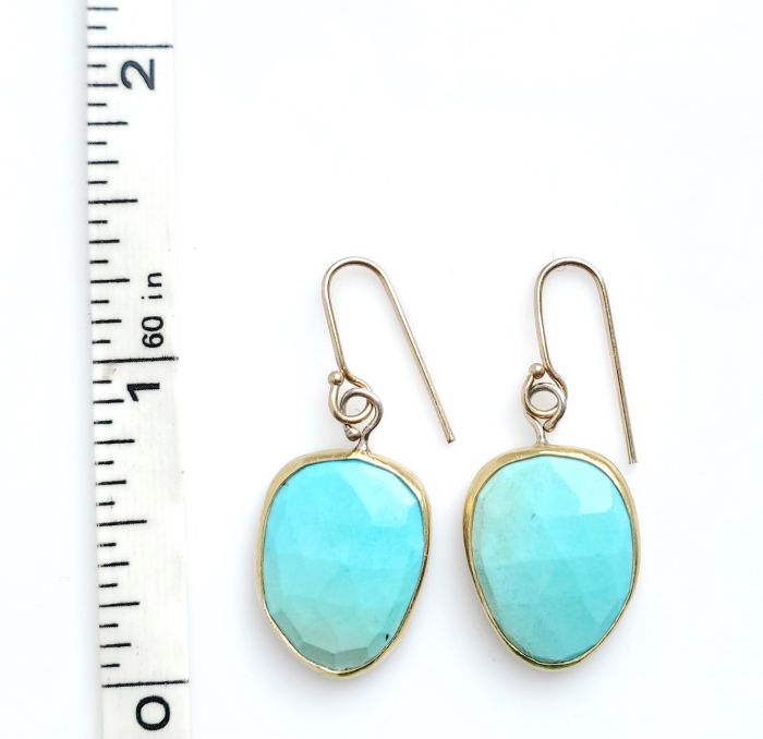 Sleeping Beauty Turquoise & Gold Earrings - Image 6