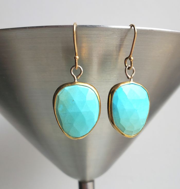 Sleeping Beauty Turquoise & Gold Earrings - Image 3